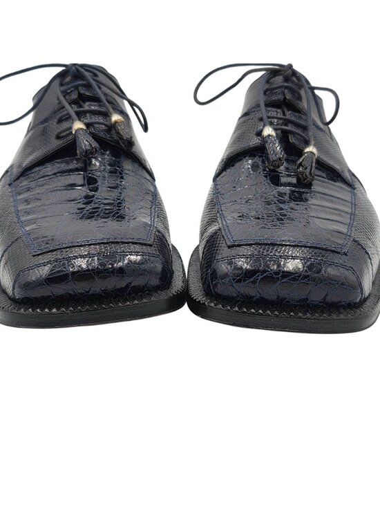 NEW Vintage Crocodile Lizard Mens 10 Navy Blue Exotic David Eden Dress Shoes main image 5